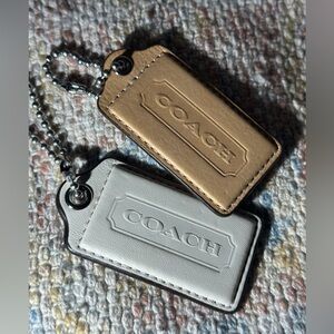Coach Tan and Cream Leather Hangtag Bundle